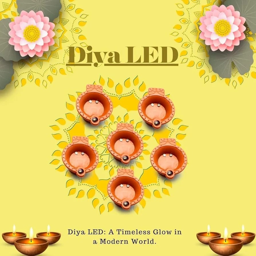 Diya Curtain LED Lights with 6-Big 6-Small Diya